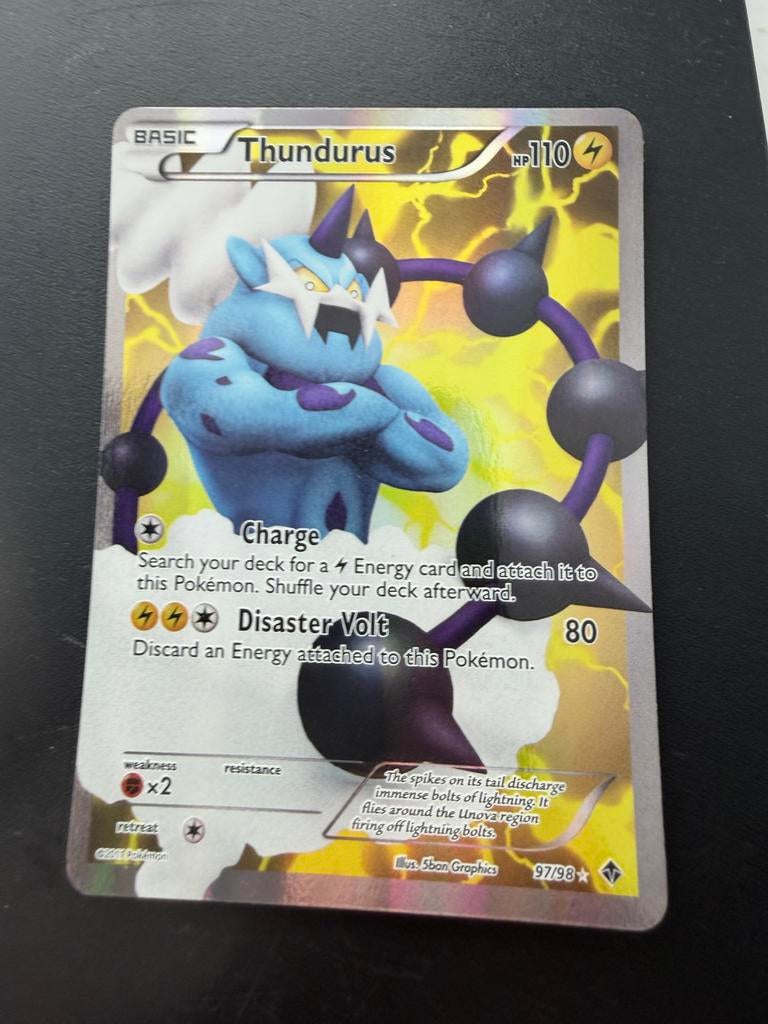 Thundurus Pokémon Kaart - Zeldzaam en in goede staat, Ophalen of Verzenden, Zo goed als nieuw, Losse kaart, Foil