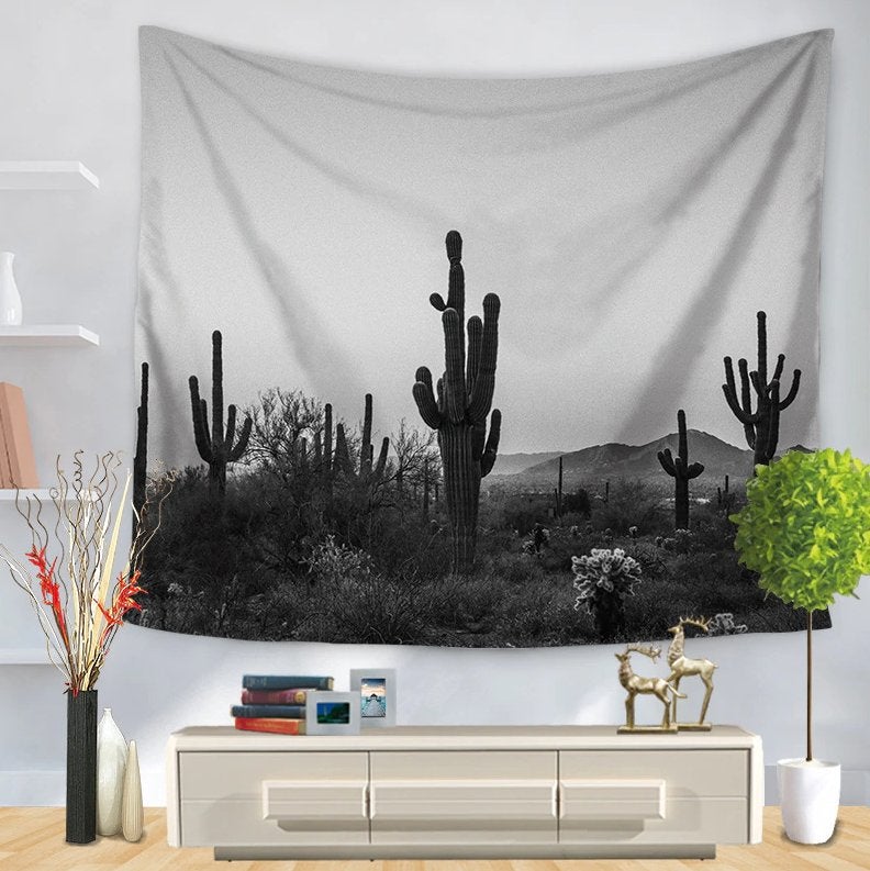 Cactus Wandkleed / Wand Kleed Zwart Wit Natuur Muurkleed, Verzenden, Nieuw, Wandkleed