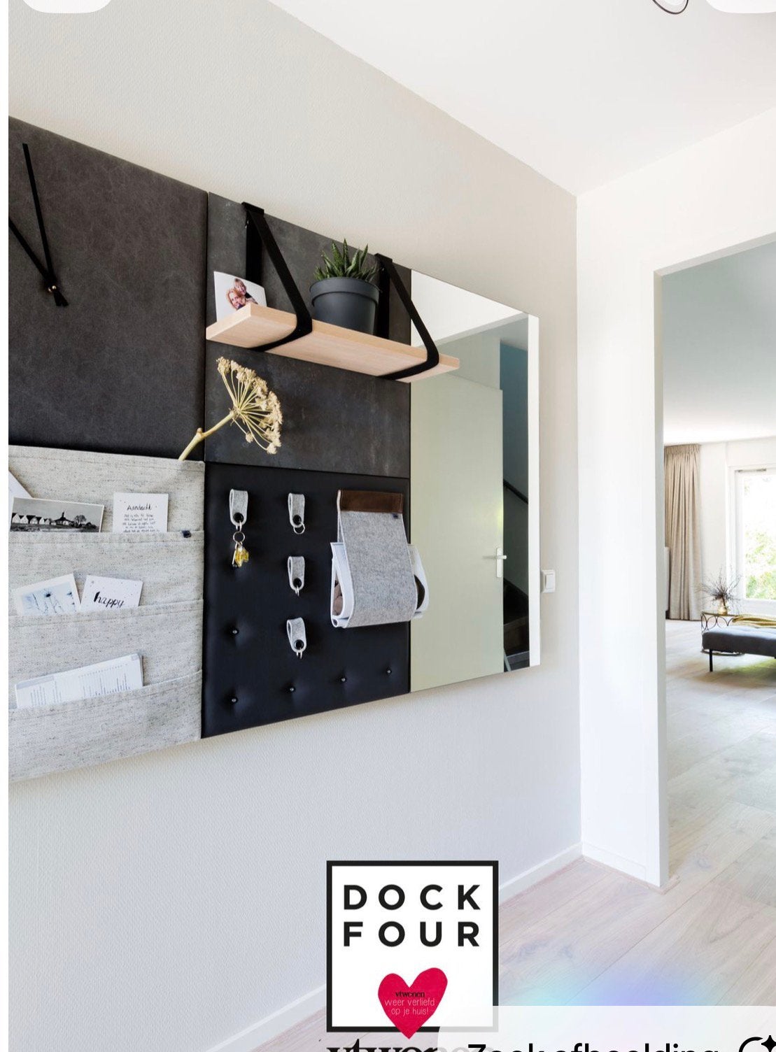 Dock Four Ophangsysteem met 4 Panelen en Spiegel, Ophalen of Verzenden, Gebruikt, Bruin, Leer