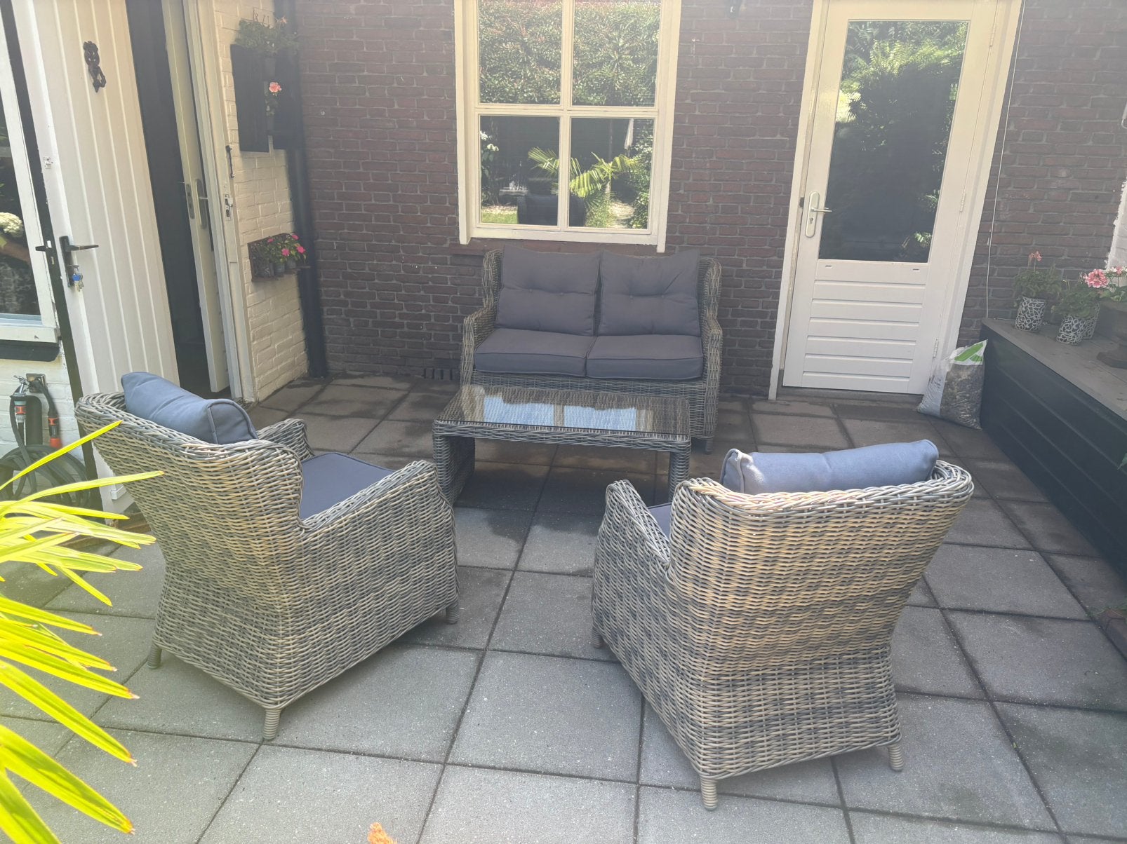 Te koop zgan wicker loungeset, Ophalen, Zo goed als nieuw, Wicker, Bank