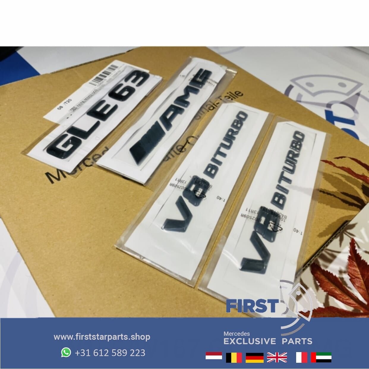 W166 C292 V167 C167 GLE 63 AMG LOGO SET ZWART EMBLEMEN Merce, Gebruikt, -, Ophalen of Verzenden, -