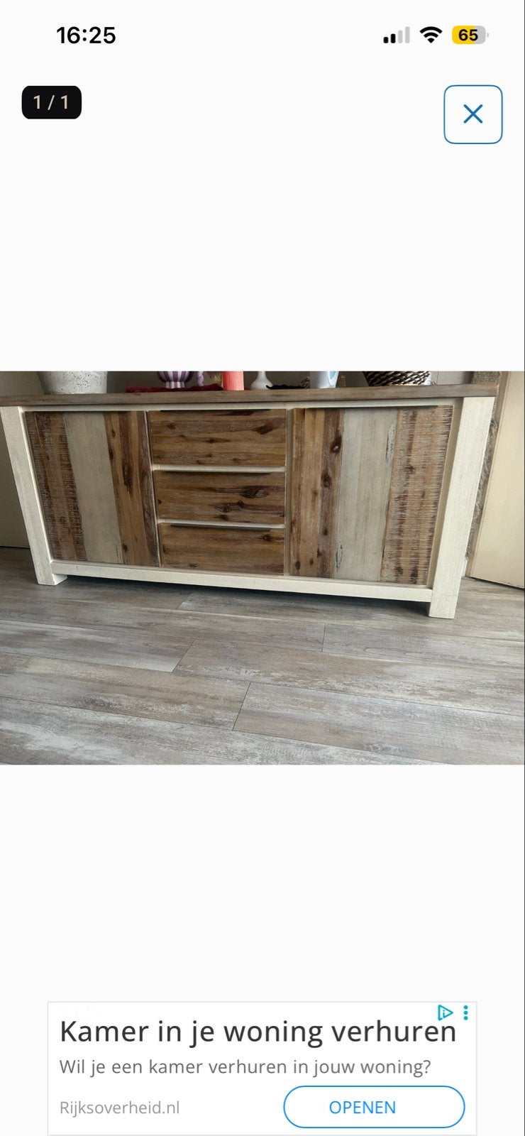 Uniek dressoir met lades en deuren pronto  - Hout en wit, 150 tot 200 cm, Ophalen of Verzenden, Zo goed als nieuw, Met lade(s)
