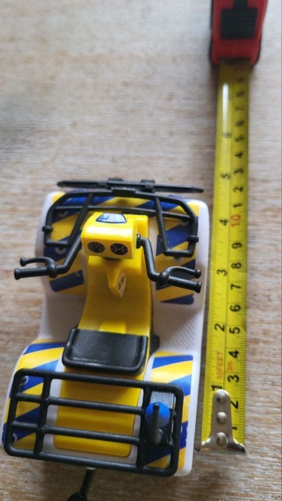 Playmobil quad (geel/blauw) + 2 Playmobil poppetjes, Ophalen of Verzenden, Gebruikt
