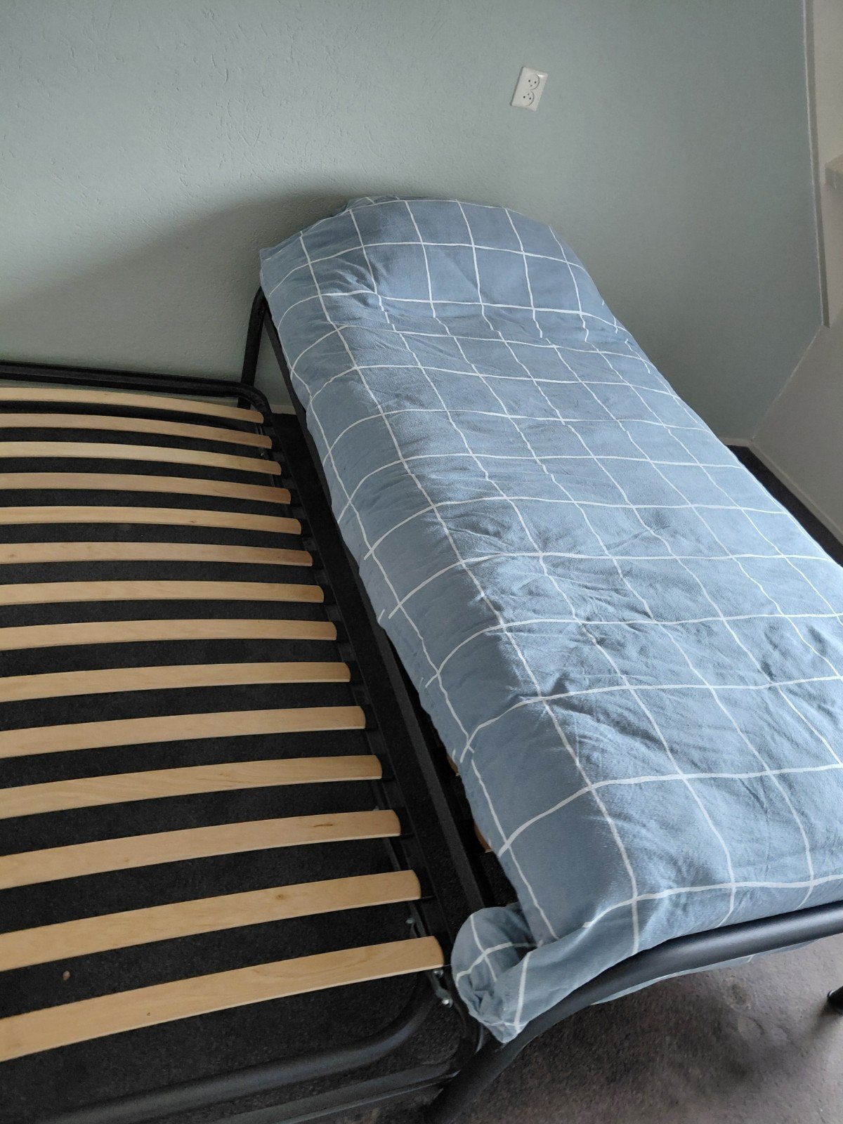 1 persoons bed met onderschuifbed, Ophalen, Gebruikt, 90 cm, Eenpersoons