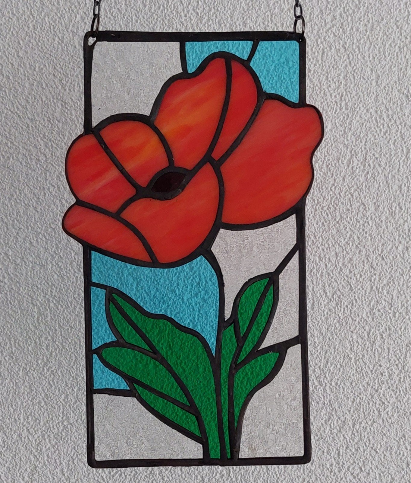 Raamhanger - glas in lood - tiffany - Klaproos, Ophalen of Verzenden, Nieuw, Glas