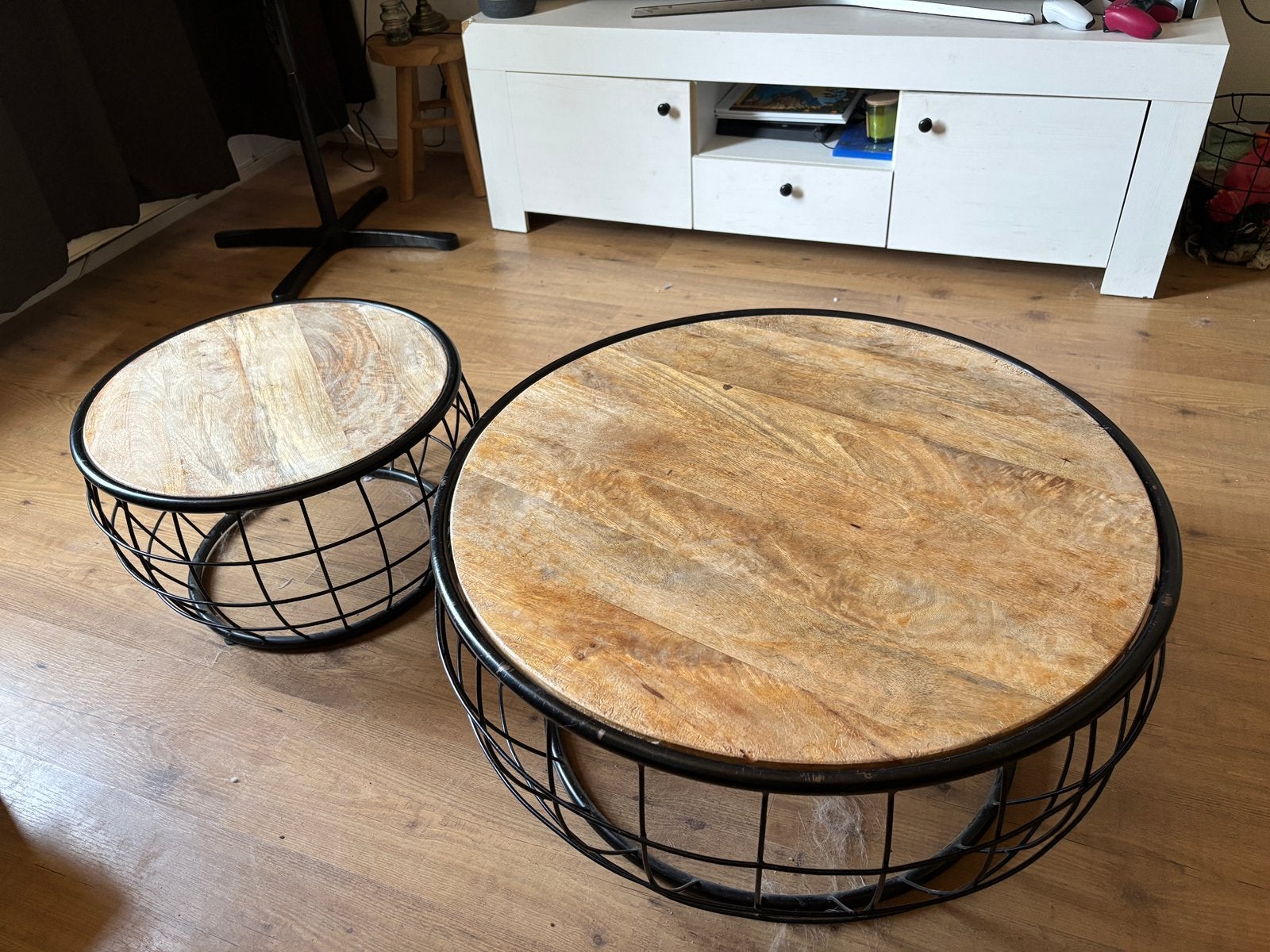 Coffee wooden table set, Ophalen, 50 tot 100 cm, Rond, 50 tot 100 cm