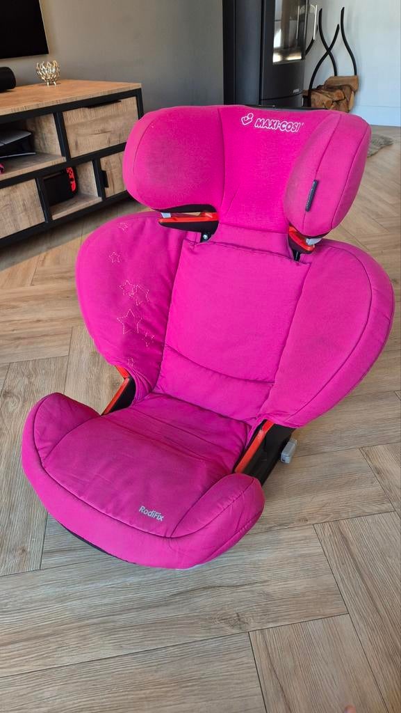 Maxi-Cosi RodiFix autostoel - Roze, Ophalen, Autogordel of Isofix, Gebruikt, 15 t/m 36 kg