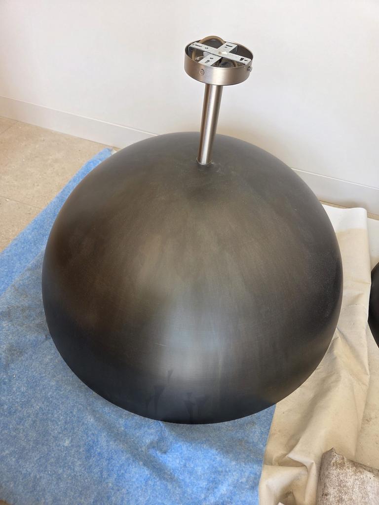 Stalen lampenbollen 80 en 60 cm doorsnee, Huis en Inrichting, Ophalen, Gebruikt, Metaal