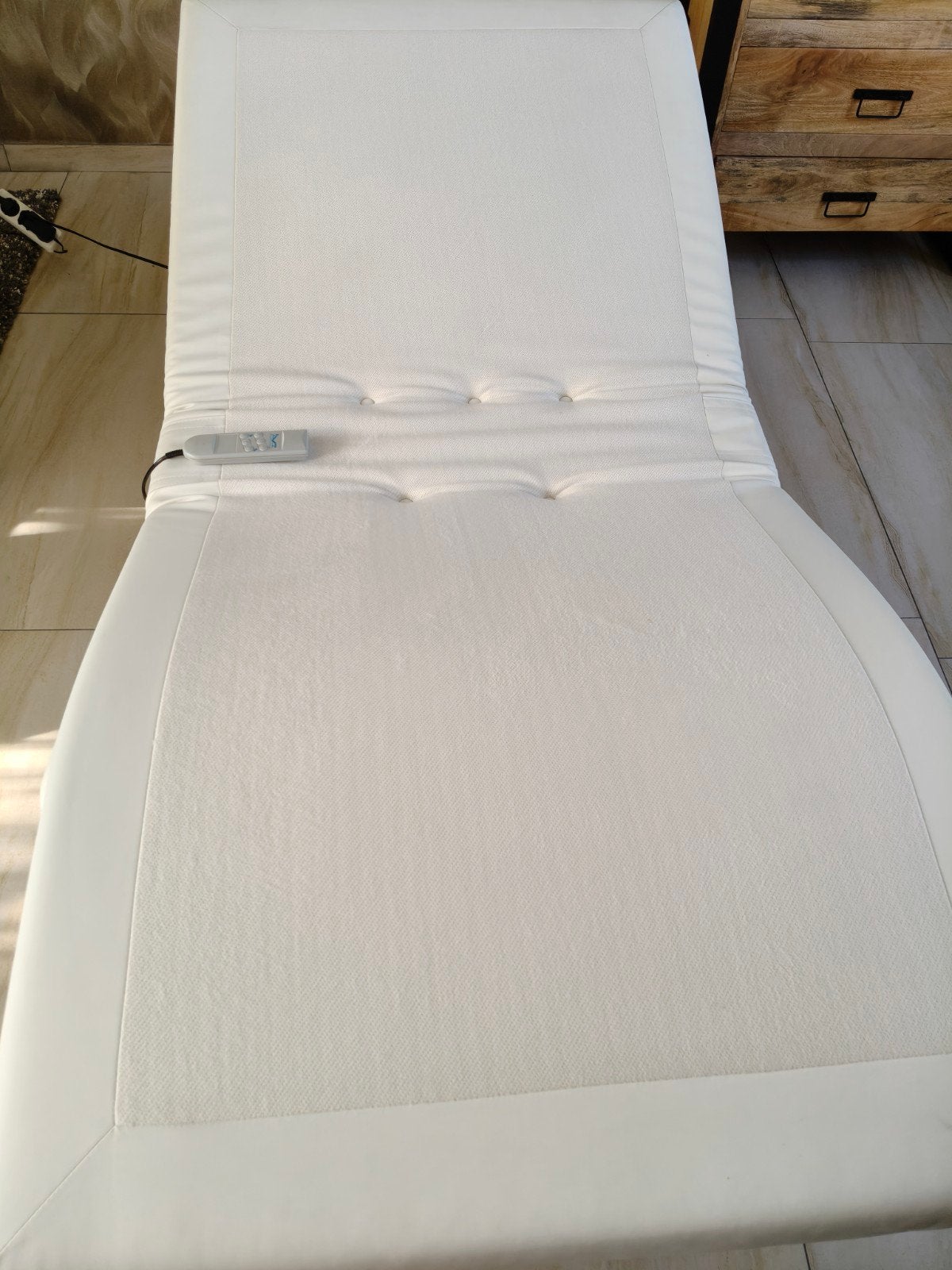 Elektrisch boxspring, Ophalen, 90 cm, Eenpersoons, Wit