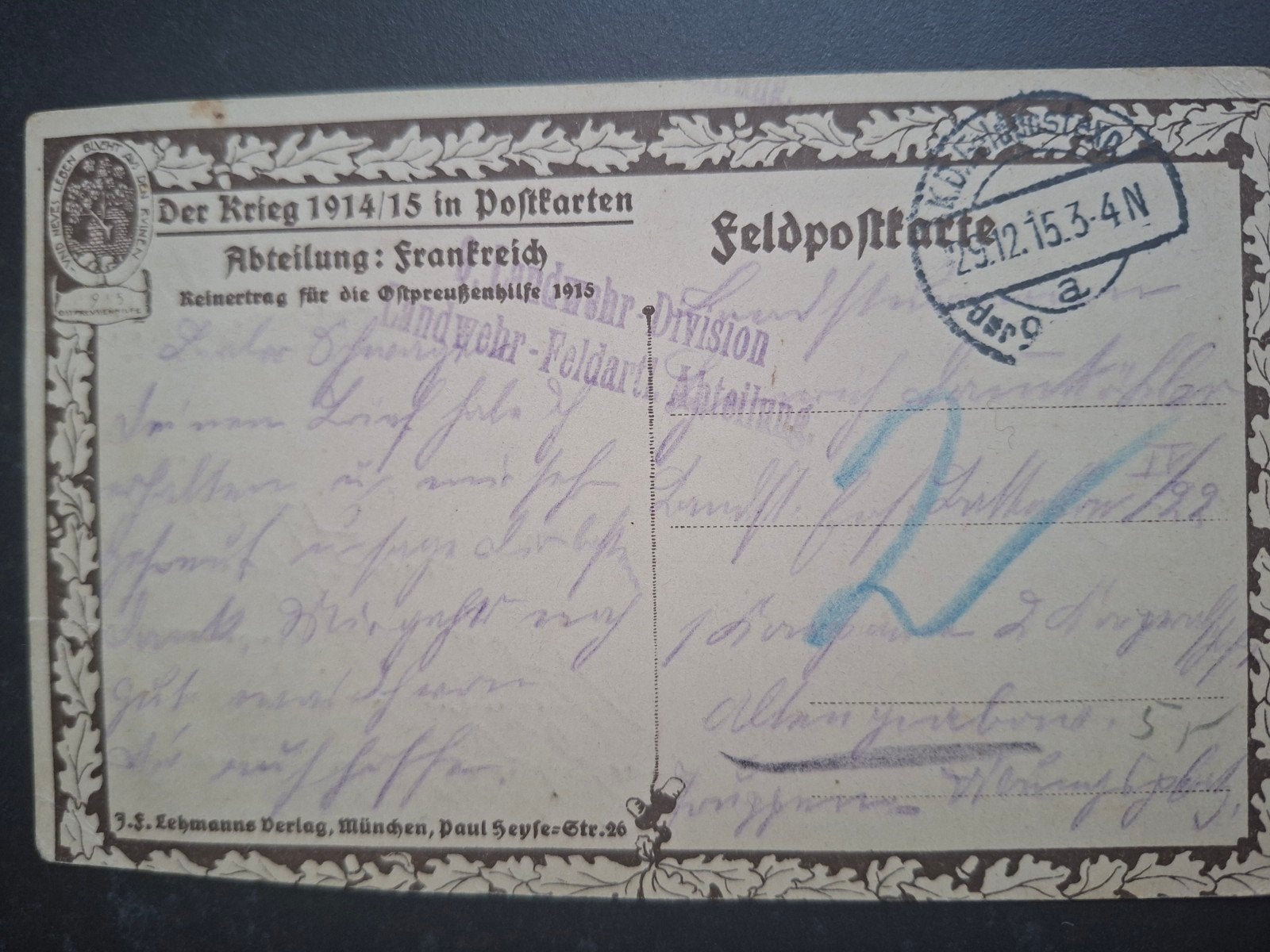 Feldpostkarte 1915 Duits wo1 ansicht St Quentin Rathaus, Verzenden, Landmacht, Duitsland, Foto of Poster