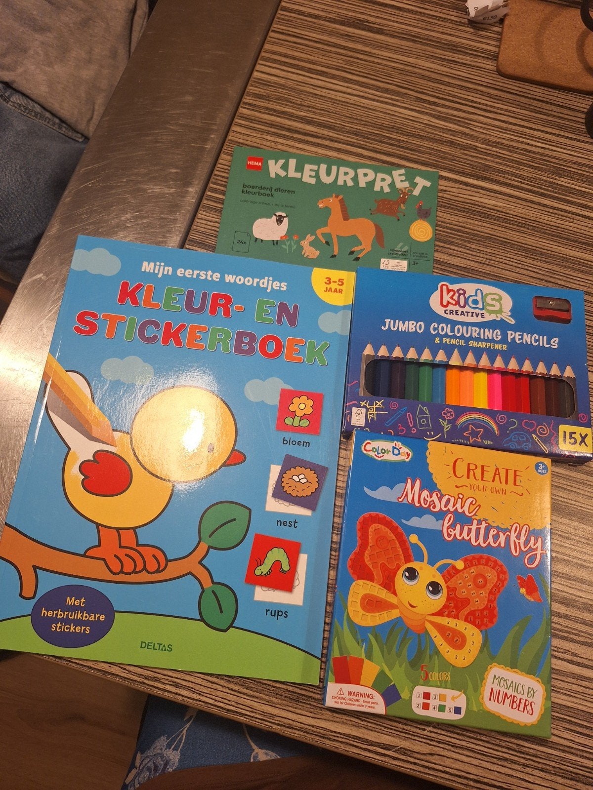 Kleur- en stickerboek, potloden, mozaïek & kleurpret boekje, Ophalen, Nieuw, Knutselen