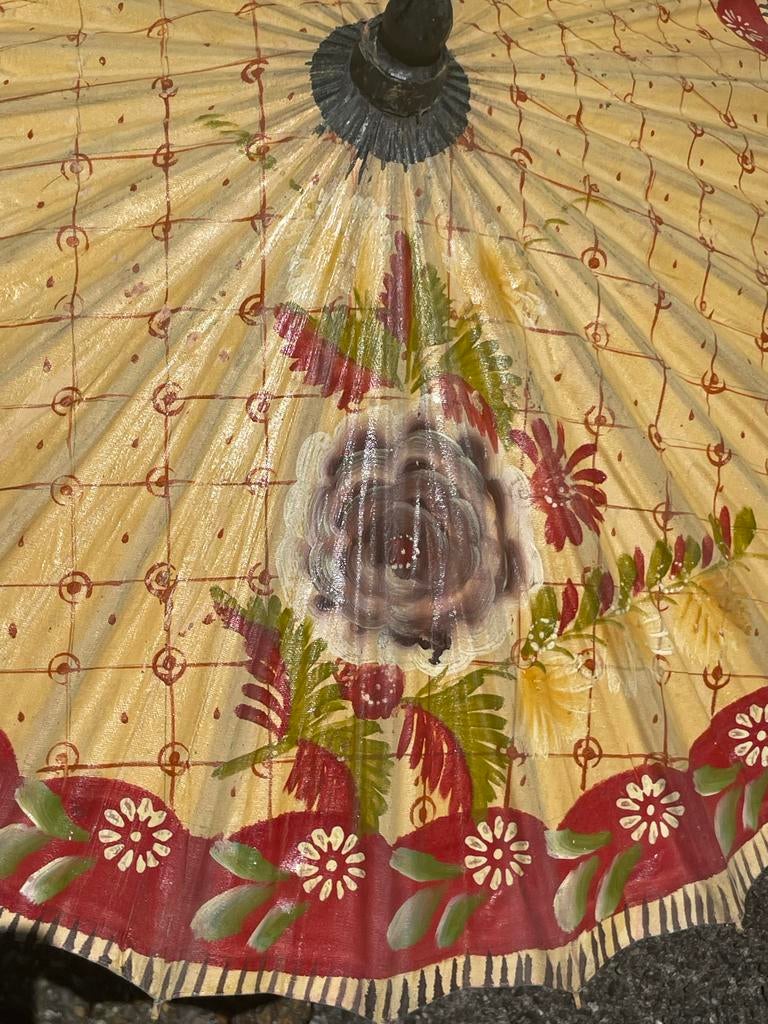 Vintage Decoratieve Parasol - Handgeschilderd Bloemenmotief, Ophalen of Verzenden
