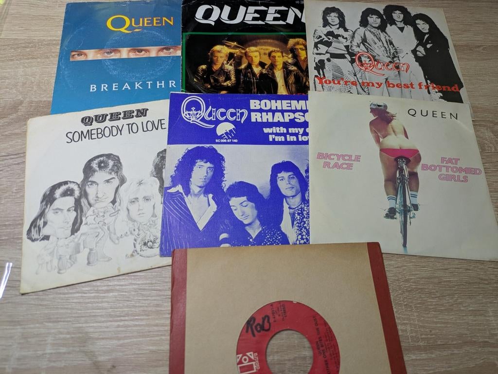 7 Queen singles: Bohemian Rhapsody, Somebody to Love, etc., Cd's en Dvd's, Vinyl Singles, Gebruikt, Fotohoes, 7 inch, Single
