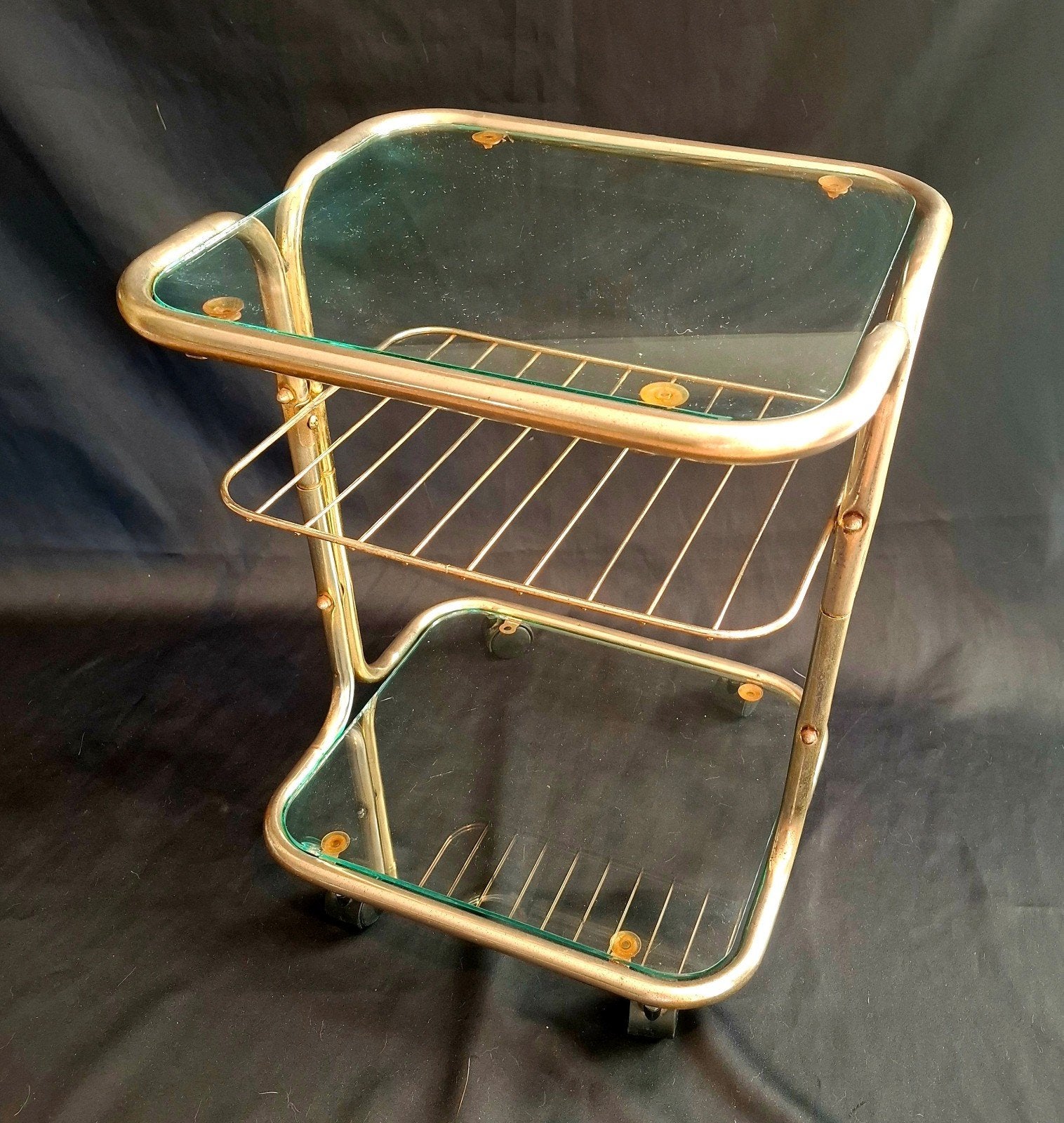 Vintage Italiaanse Serveerwagen / Trolleytafeltje, Minder dan 55 cm, Gebruikt, Rond, Ophalen