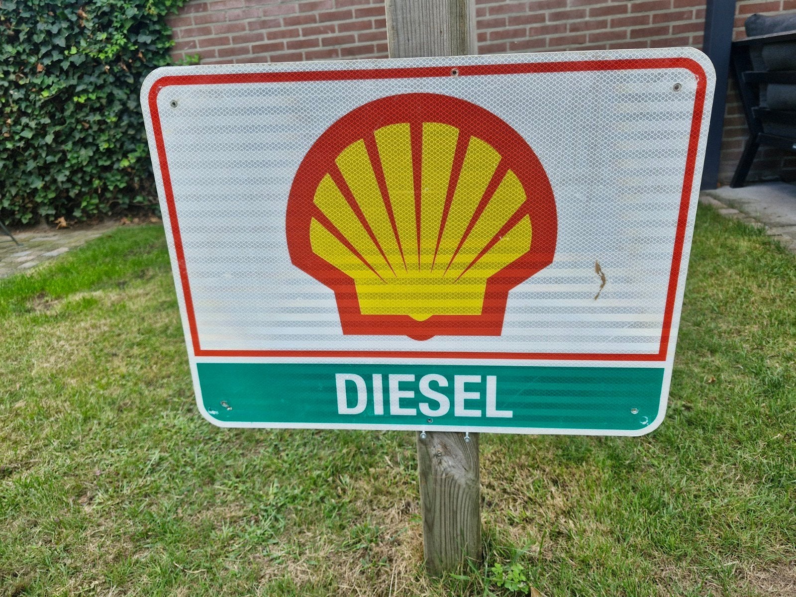 Roadsign USA Shell Highway Exit sign 61x46cm metal, Verzamelen, Gebruikt, Ophalen of Verzenden, X, X