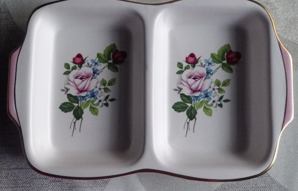 FLORA GOUDA PLATEEL * DECOR ROYAL * Twee Vaks Schaal *, Verzenden