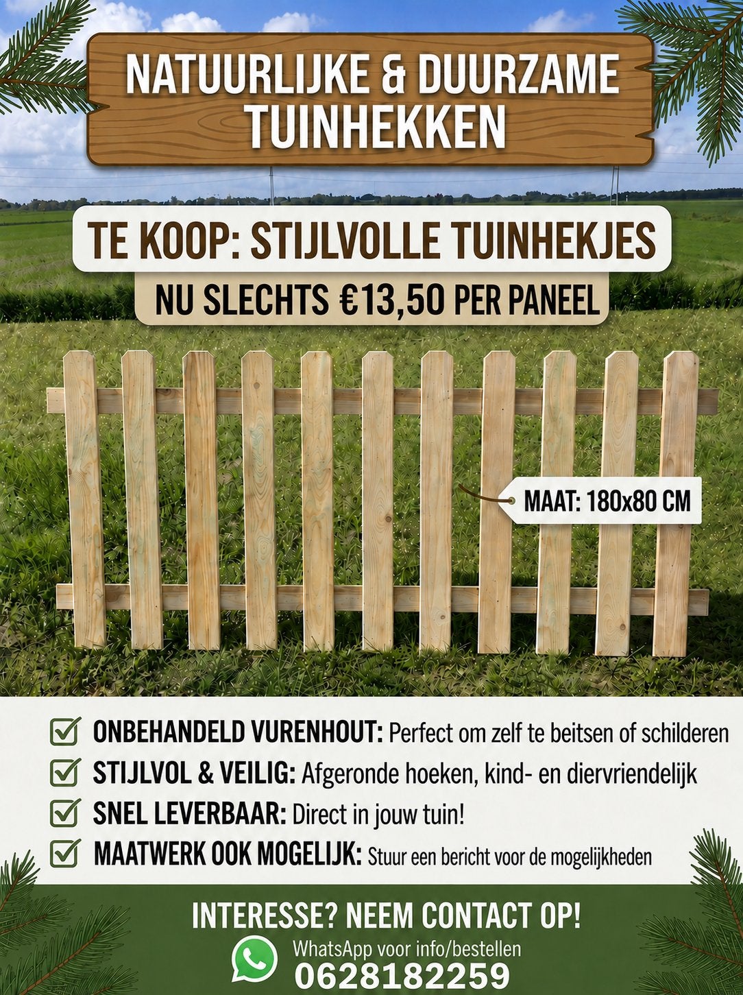 Tuinhekjes, Tuin en Terras, Ophalen, Nieuw, Hout, Tuinhek