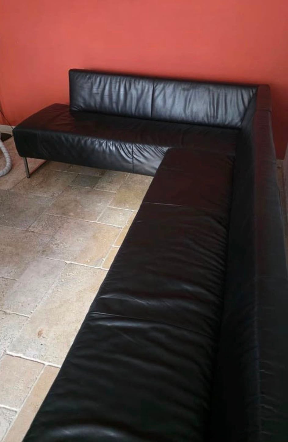 Lederen hoekbank, Huis en Inrichting, Banken | Bankstellen, Ophalen, 250 tot 300 cm, Minder dan 75 cm, Hoekbank