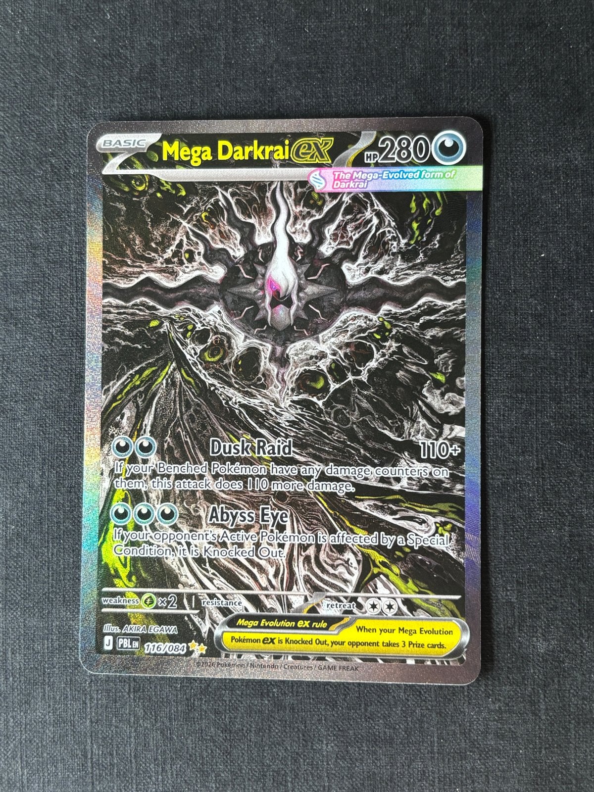 Mega Darkrai ex 116/084 Full Art Pokémon Kaart, Ophalen of Verzenden, Zo goed als nieuw, Losse kaart, Foil