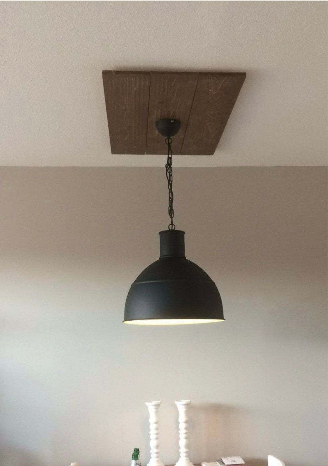 Zwarte industriële hanglamp, Huis en Inrichting, Ophalen of Verzenden, Zo goed als nieuw, Metaal, E27 (groot)