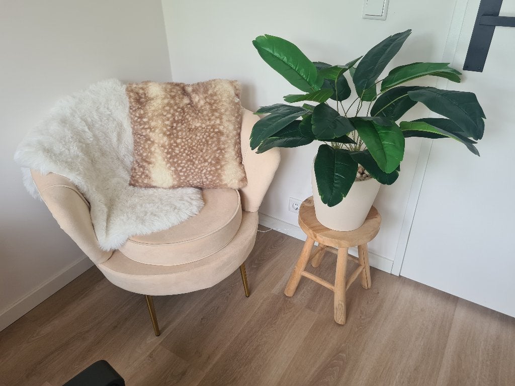 Luxe kunstplant 100 cm incl. design pot & sierstenen, Huis en Inrichting, Ophalen, Groen, Kunstplant, 100 cm
