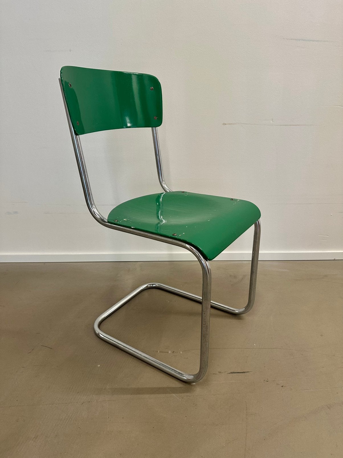 Vintage buisframe stoel groen, Ophalen, Gebruikt, Overige kleuren, Eén