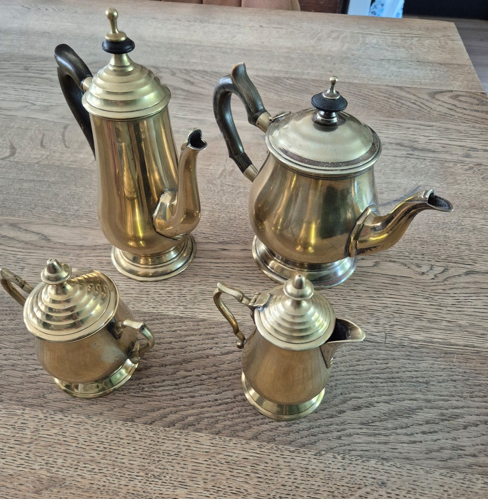 Antieke koffie- en theeset, Antiek en Kunst, Antiek | Koper en Brons, Ophalen of Verzenden