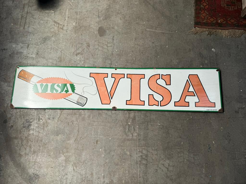 Visa emaille reclamebord, Ophalen, Reclamebord, Gebruikt, X
