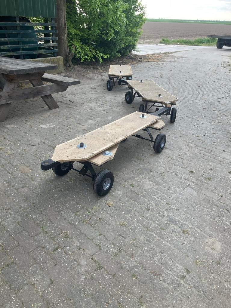 3 geschakelde karretjes, dubbel gestuurd, Caravans en Kamperen, Bolderkarren, Gebruikt, Ophalen