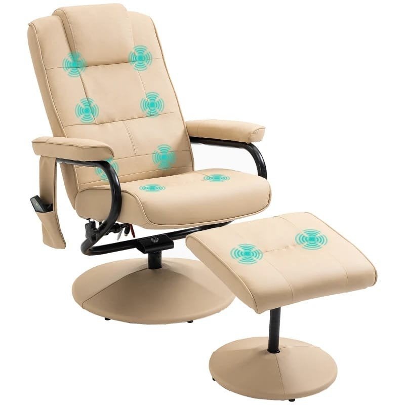 relaxstoel massagestoel Massagefauteuil met Voetenbank - Crè, Modern, Comfortabel, Ontspanning, Nieuw, 75 tot 100 cm, Ophalen of Verzenden