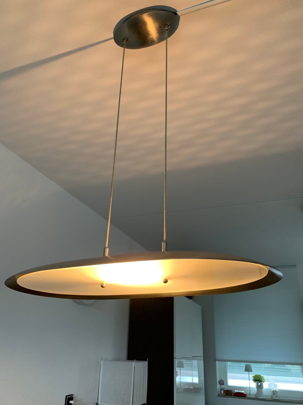 Roestvrij stalen halogeen hanglamp, Huis en Inrichting, Ophalen, Gebruikt, Overige fittingen, Glas