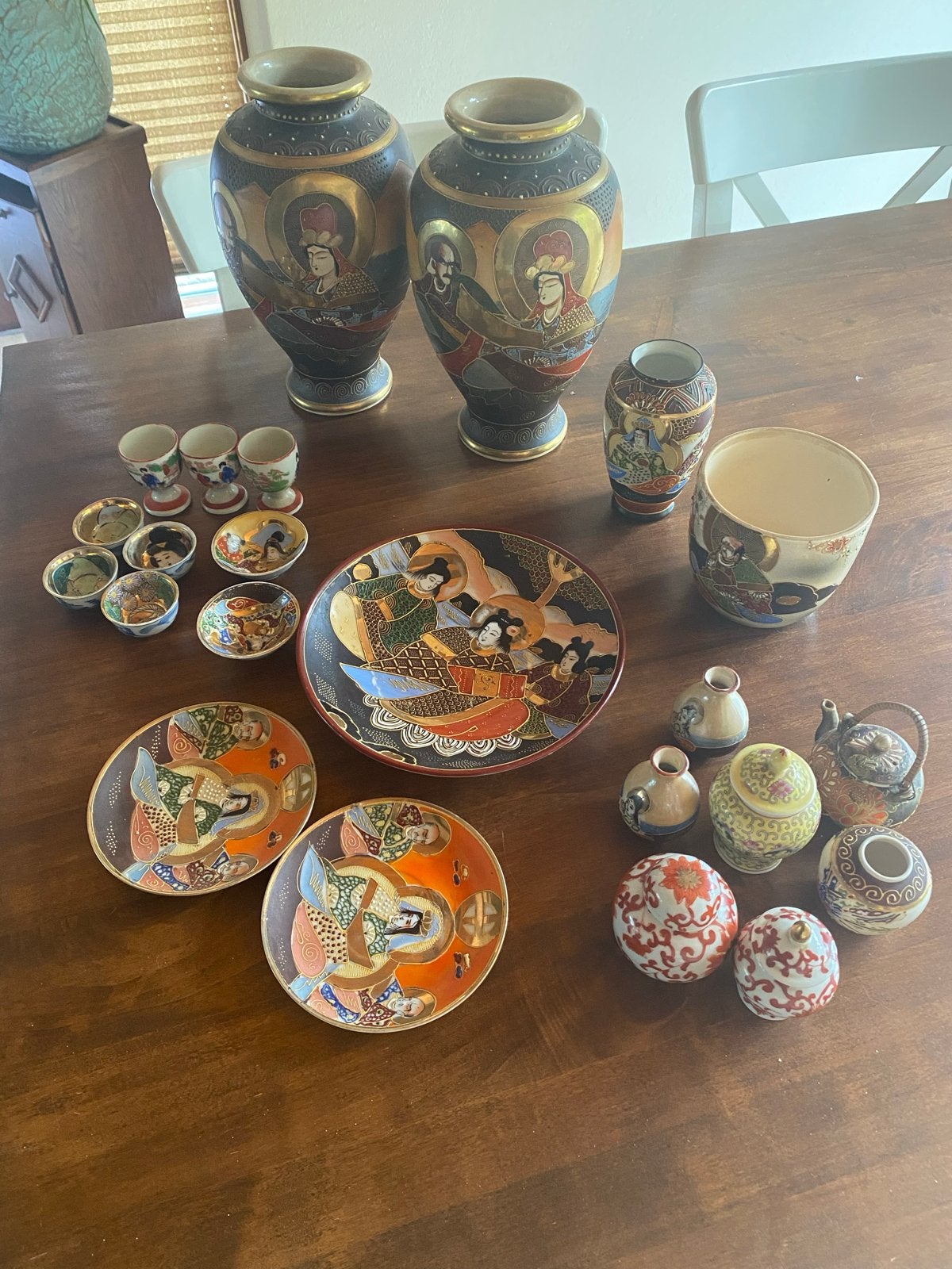 Japans Satsuma aardewerk porselein servies, Antiek en Kunst, Ophalen of Verzenden