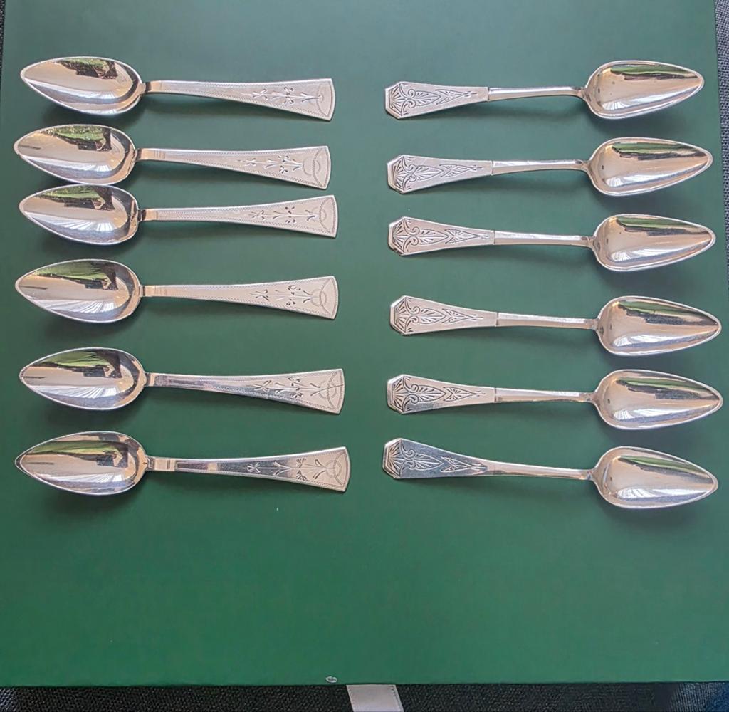 Zilver 11+1 antieke zilveren theelepels, 1885, Ophalen of Verzenden
