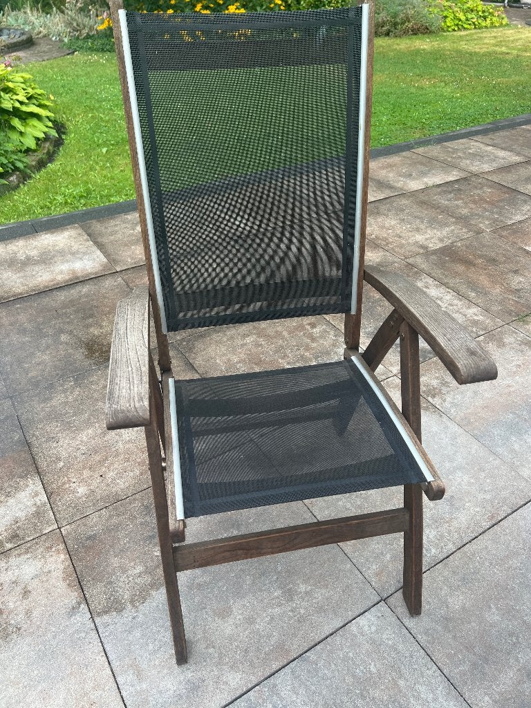 4 inklapbare tuinstoelen teak, Tuin en Terras, Tuinstoelen, Ophalen, Gebruikt, Teakhout, Inklapbaar