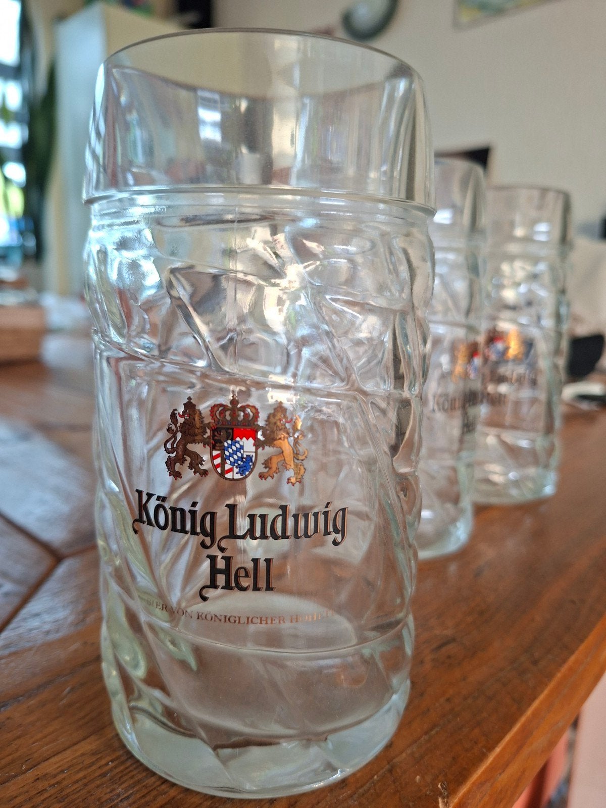 Set van 3 König Ludwig Hell Bierpullen - 0.5L, Glas of Glazen, Overige merken, Landelijk/Boerenbont, Ophalen of Verzenden