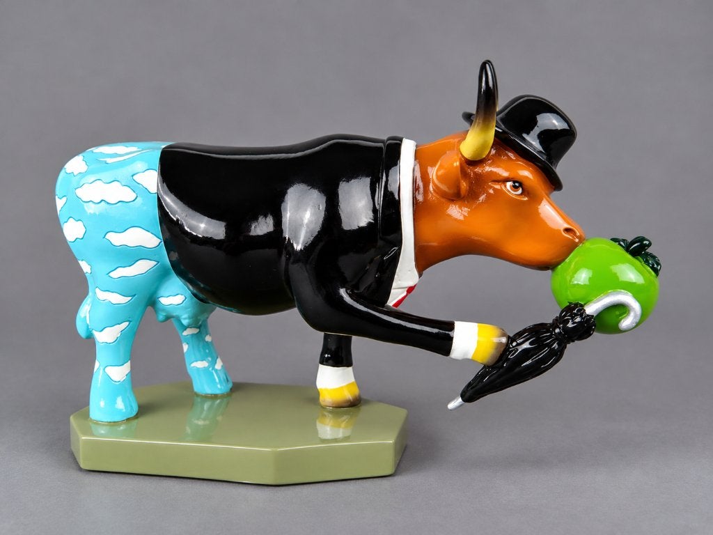 CowParade / Cow Parade Koe "Moogritte" MEDIUM, Antiek en Kunst, Ophalen of Verzenden, Beschilderd, Beeld, Meerkleurig