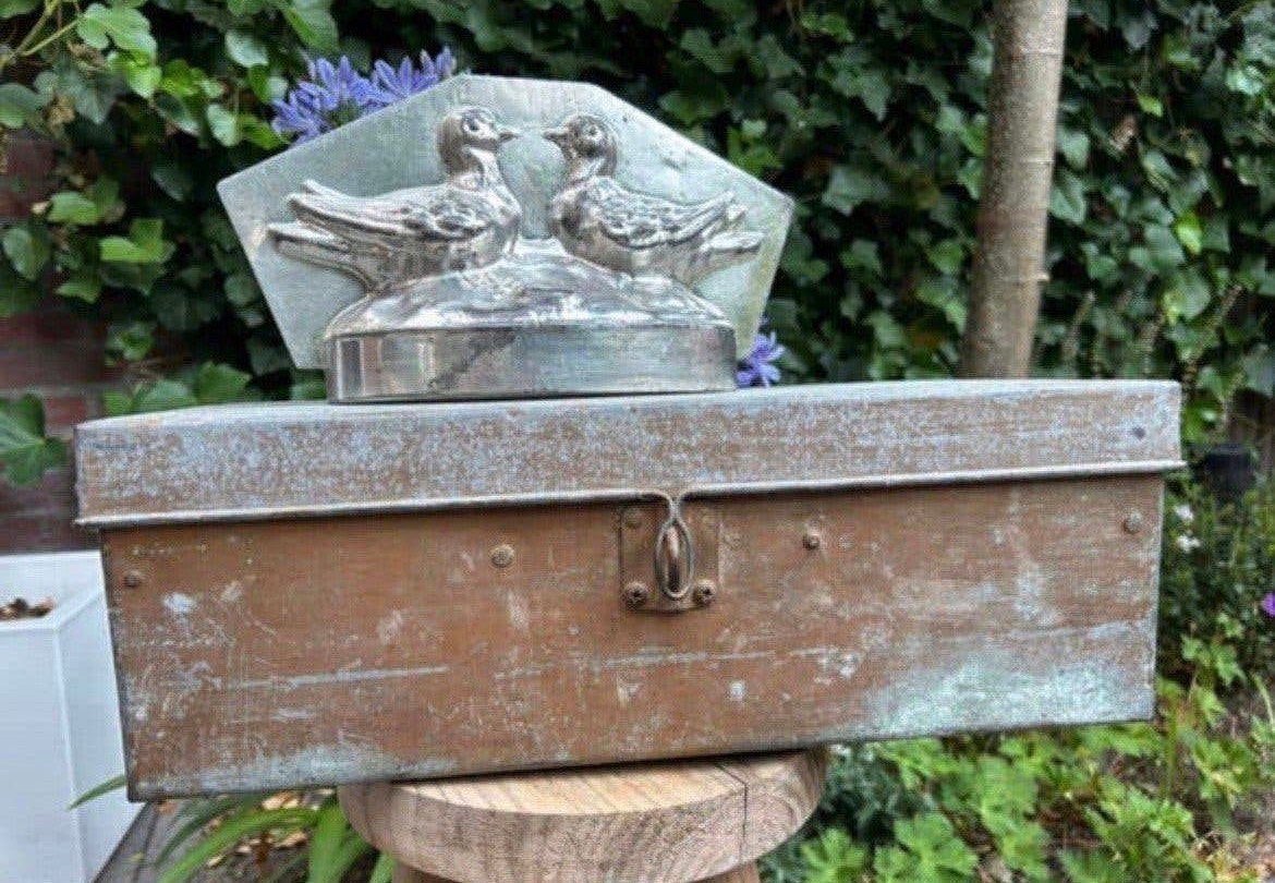 Grote franse industriële zinken kist mooie patina, Ophalen of Verzenden