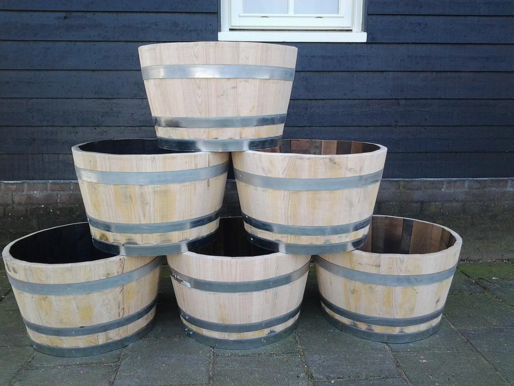 Vaderdagaanbieding vaderdagkado  houten bloembak €50.-, Tuin en Terras, Bloembakken en Plantenbakken, Gerard Krale, Rond, Nieuw