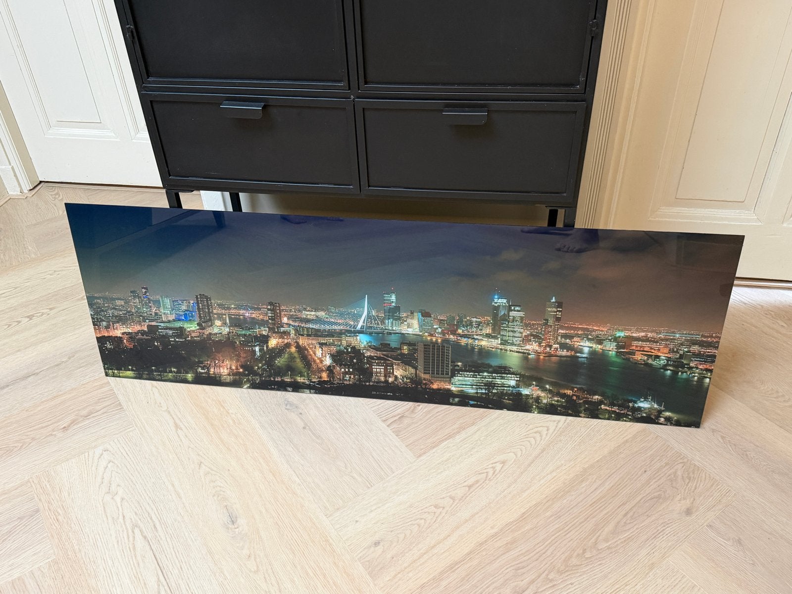 Rotterdam skyline foto op plexiglas, Huis en Inrichting, Woonaccessoires | Schilderijen, Tekeningen en Foto's, Ophalen, Zo goed als nieuw