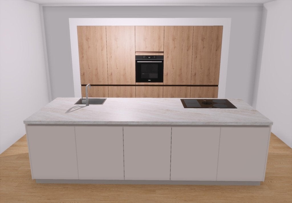 NIEUWE keuken met kookeiland met BORA kookplaat, Huis en Inrichting, Ophalen, Overige kleuren, Nieuw, Dubbelwandige keuken
