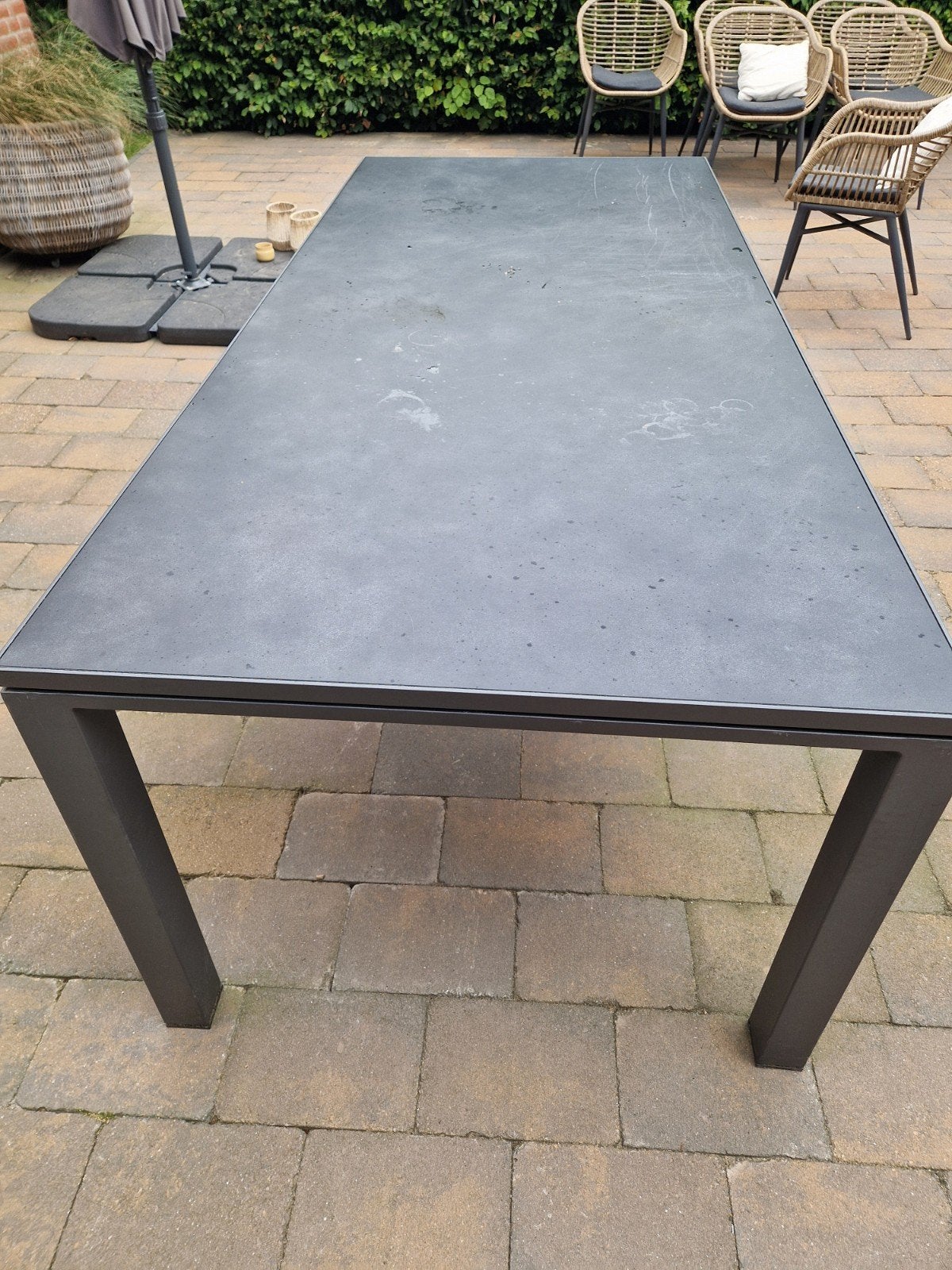 Grote rechthoekige tuintafel, Tuin en Terras, Ophalen, Gebruikt, Rechthoekig, Metaal