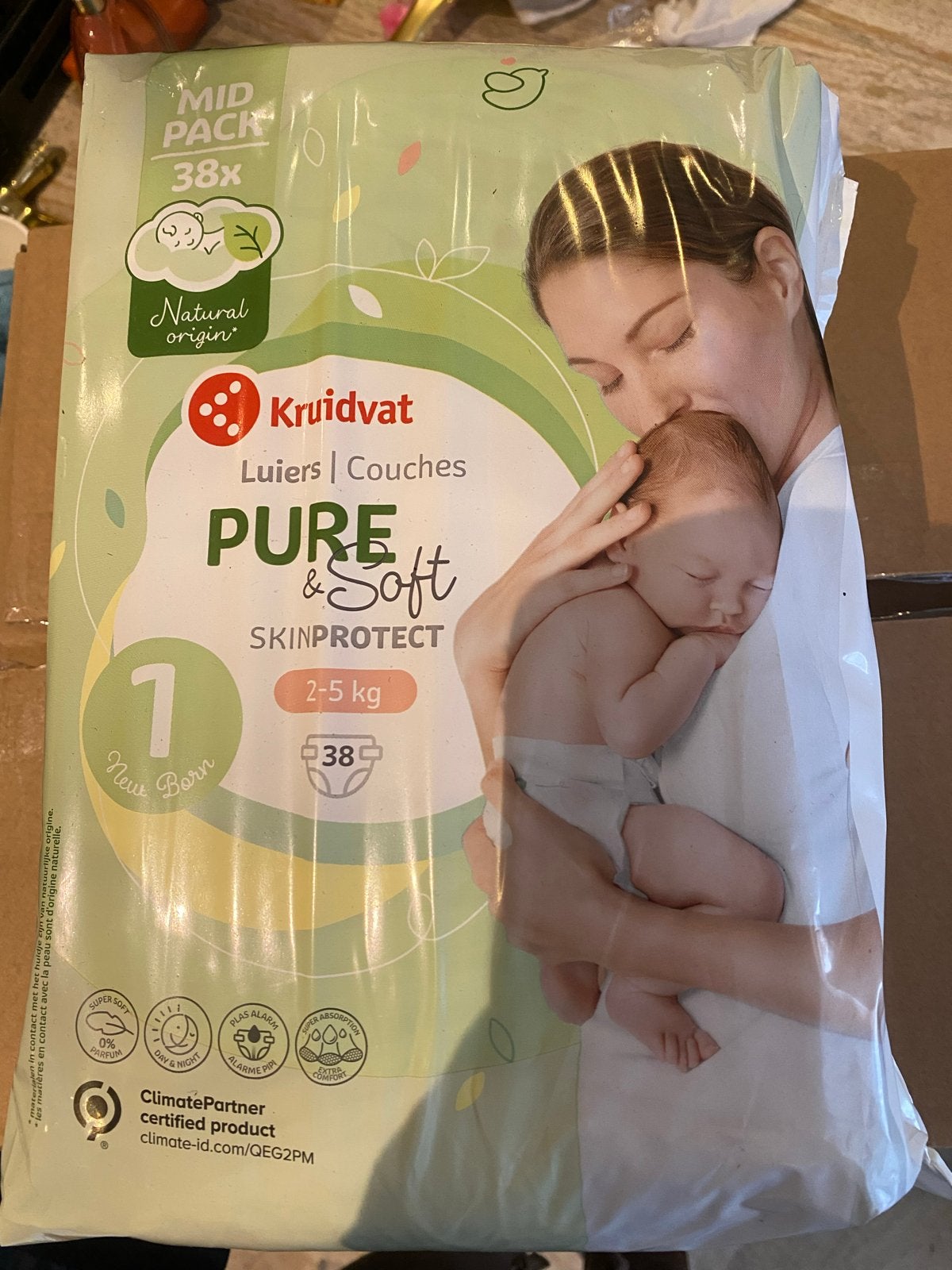 Kruidvat Pure & Soft Luiers Maat 1 (Newborn) - 38 stuks, Ophalen of Verzenden, Nieuw