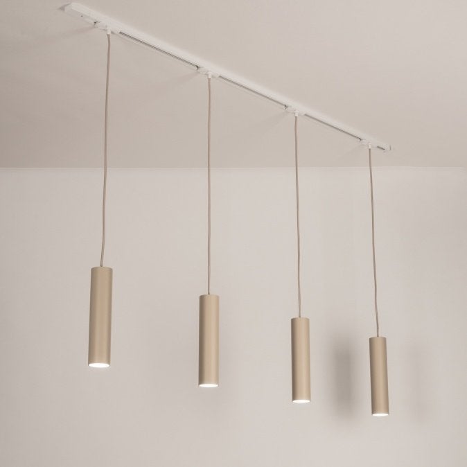 150cm hanglamp beige rails spots tafel keuken eiland lamp, Ophalen of Verzenden, Nieuw, Minder dan 50 cm