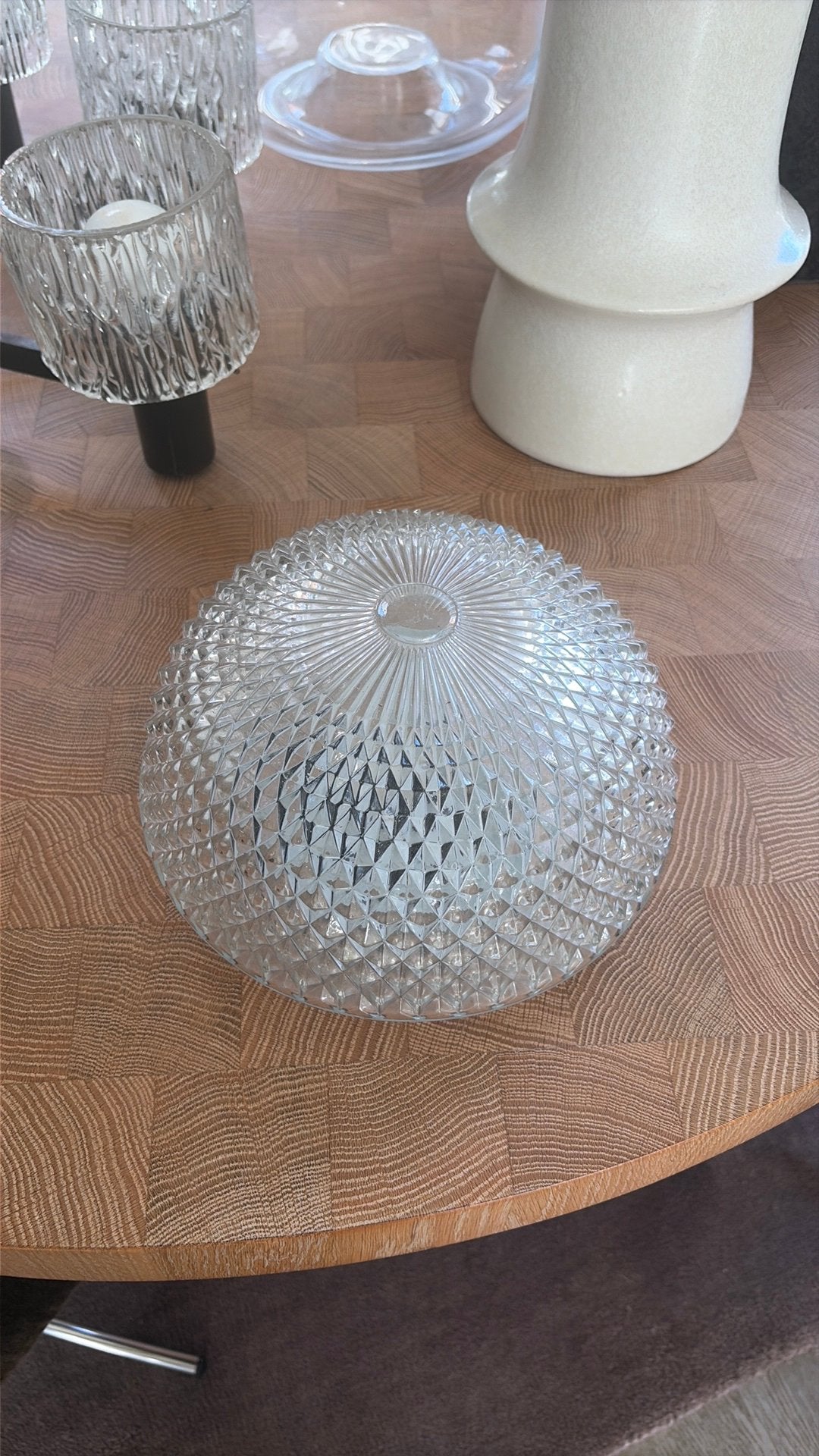 Ijsglas plafoniere plafondlamp glas, Huis en Inrichting, Gebruikt, Ophalen of Verzenden, Glas, Nvt