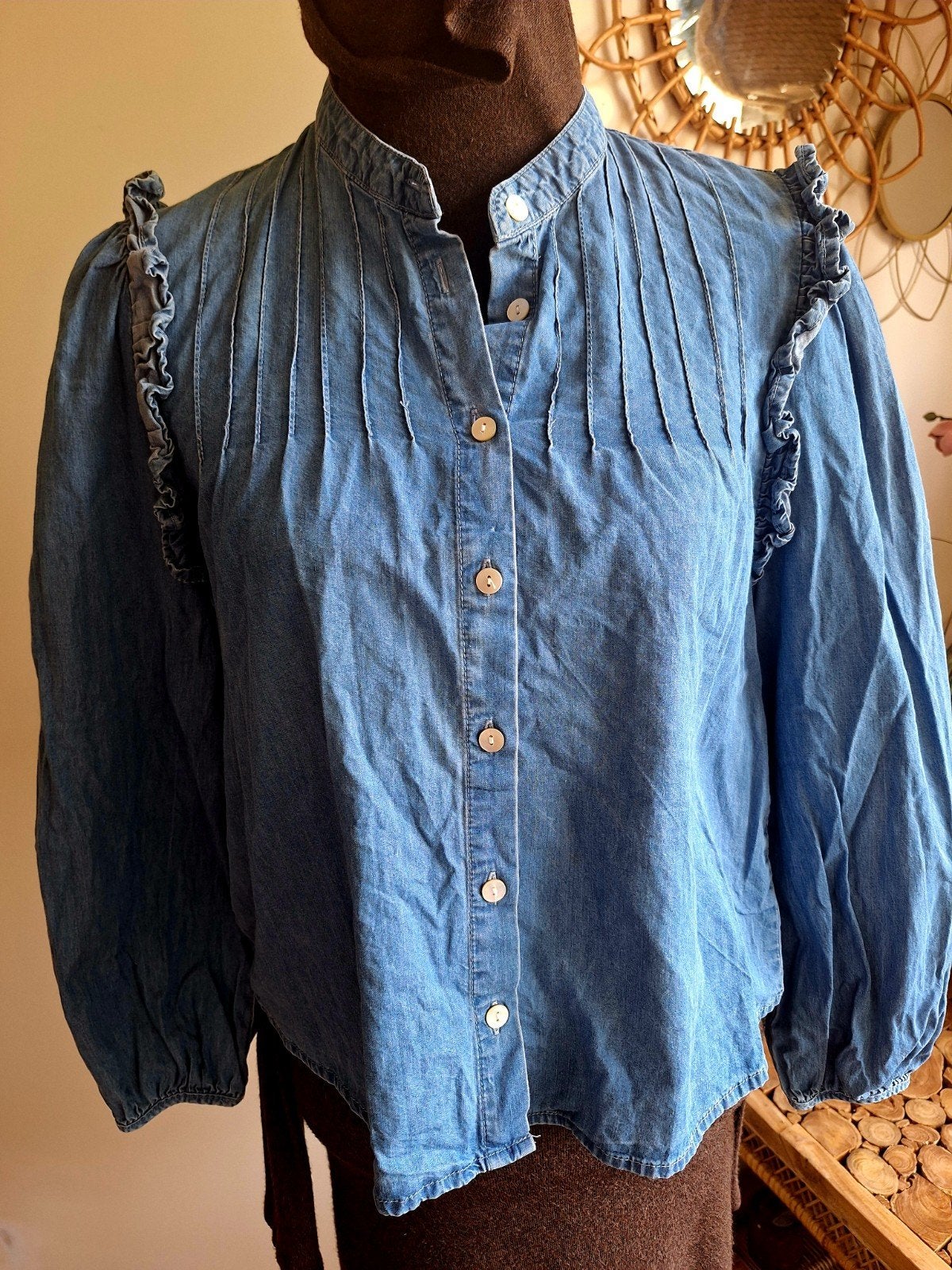 Spijker blouse maat s, Ophalen of Verzenden, Zo goed als nieuw, Maat 38/40 (M), Blauw
