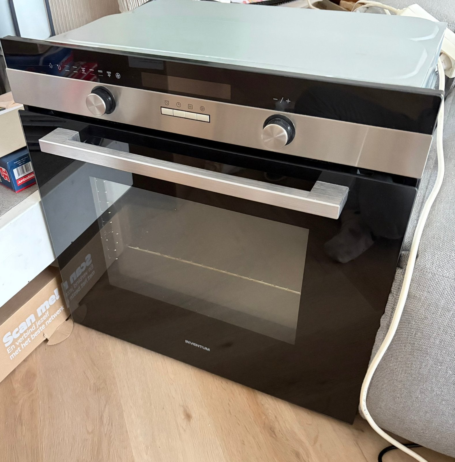 Inventum inbouwoven in RVS/zwart., Ophalen, Gebruikt, Oven met grill, Inbouw