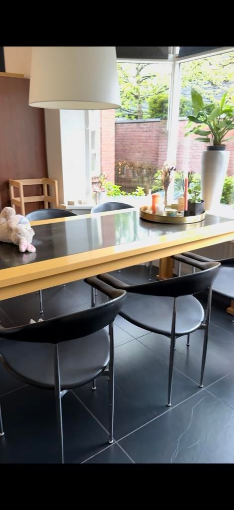 Eettafel met 6 stoelen, Huis en Inrichting, Tafels | Eettafels, Ophalen, Gebruikt, 200 cm of meer, 50 tot 100 cm