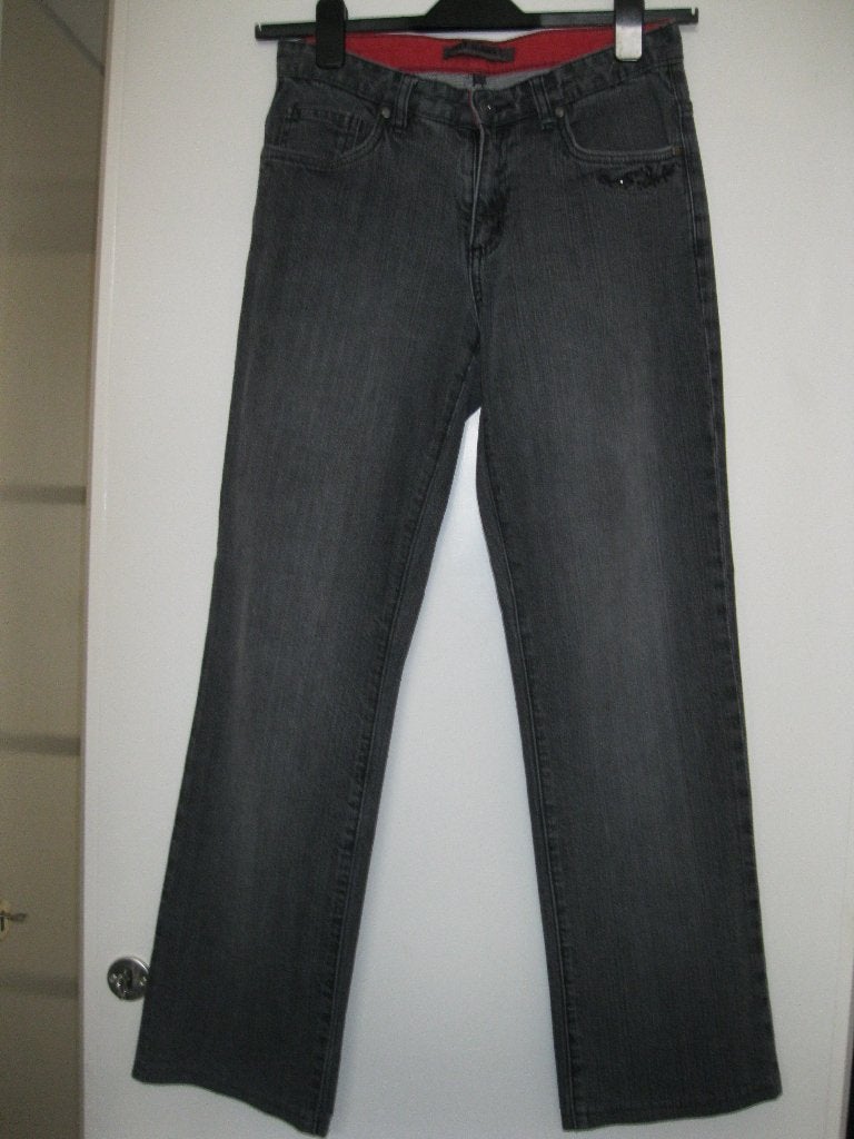 Miss Etam fitt jeans broek grijs/zwart 36 s wijde pijp, Verzenden, Nieuw, Maat 36 (S), Miss Etam