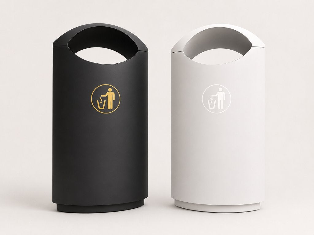 Luxe RVS Design Buiten Prullenbak / Afvalbak – Zwart & Wit, Ophalen, Schreuder E-Commerce B.V., Nieuw, 40 liter of meer