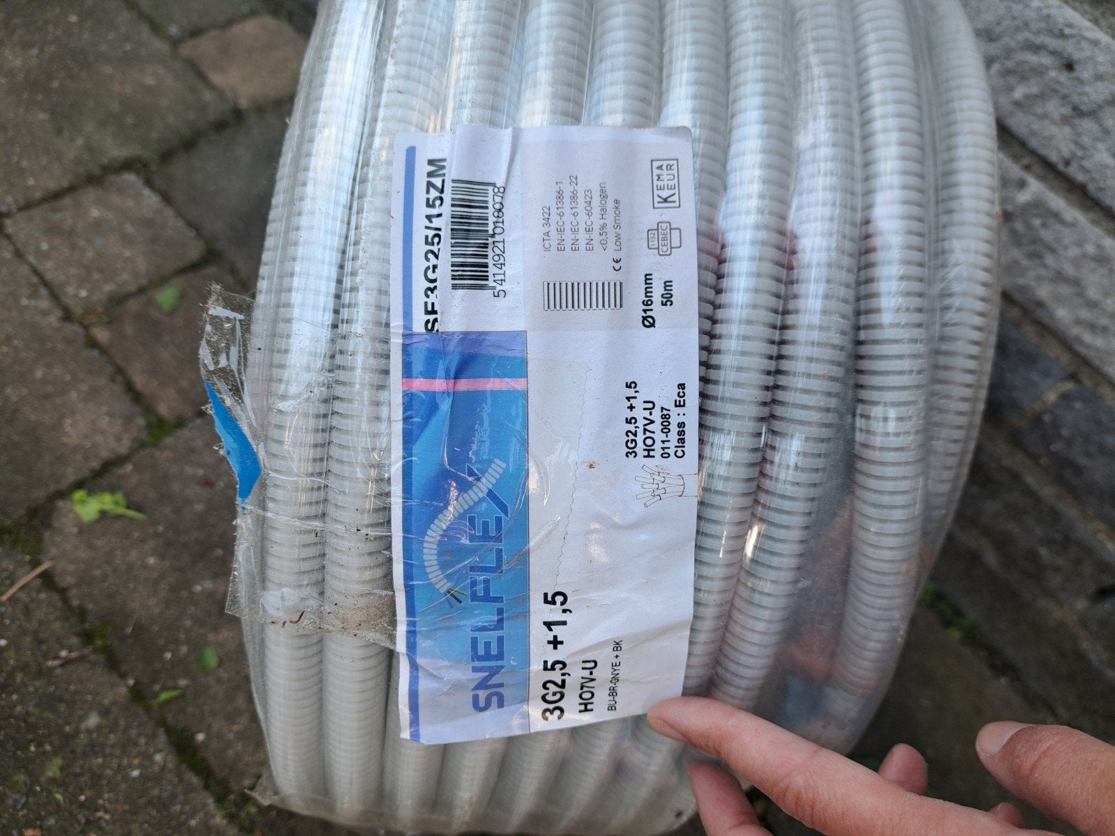 SnelFlex SF3G25/15ZM Voorbedrade buis 3G2,5 + 1,5 H07V-U, Ophalen, Nieuw, Overige merken, Kabel of Snoer